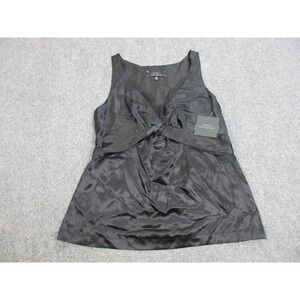 Robert Rodriguez Silk Tank Womens 8 Black Sleeveless V Neck Lace Babydoll Top